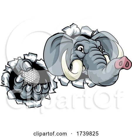 Elephant Golf Ball Sports Animal Mascot by AtStockIllustration