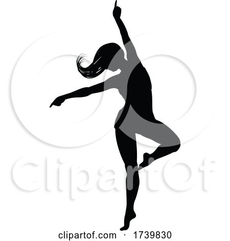 Dancing Woman Silhouette by AtStockIllustration