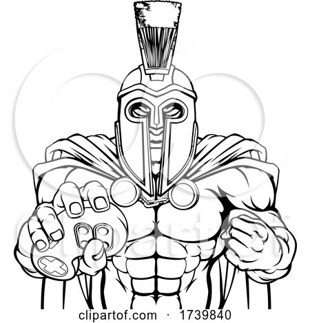 Spartan Trojan Gamer Gladiator Controller Mascot by AtStockIllustration