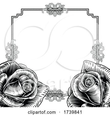 Roses Flowers Wedding Invite Background Frame by AtStockIllustration