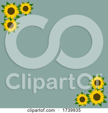 Trendy Green Background with Sunflowers Frame by elaineitalia