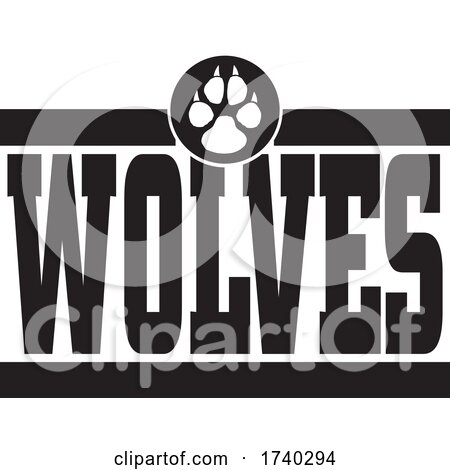 Black and White Paw Print WOLVES Sports Design by Johnny Sajem