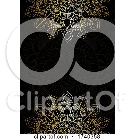 Elegant Gold and Black Background with Decorative Mandala Design by KJ Pargeter