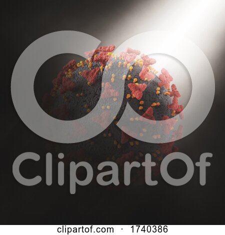 3D Abstract Background with Covid 19 Virus Cell by KJ Pargeter