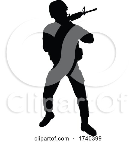 Soldier Detailed High Quality Silhouette by AtStockIllustration