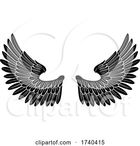 Pair of Angel or Eagle Bird Wings by AtStockIllustration