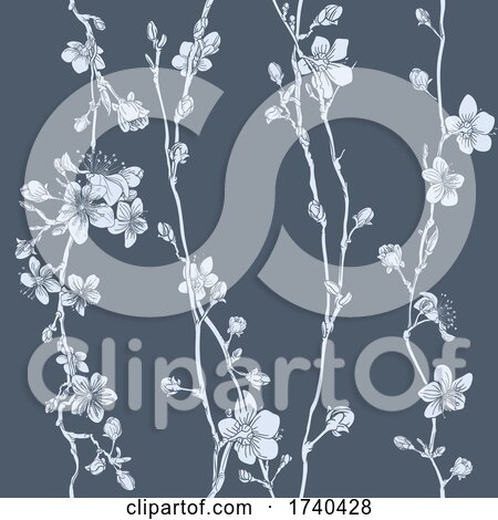 Blossom Japanese Sakura Cherry Flower Pattern by AtStockIllustration