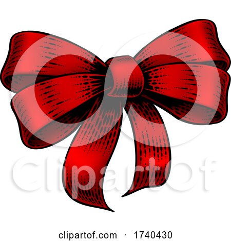 Bow Gift Ribbon Vintage Woodcut Engraving Style by AtStockIllustration