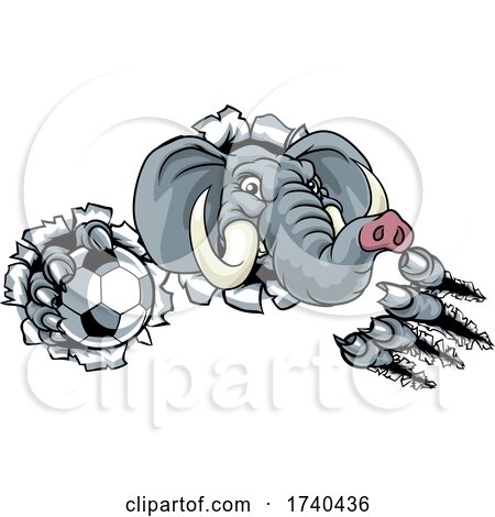 Elephant Soccer Football Ball Sports Animal Mascot by AtStockIllustration