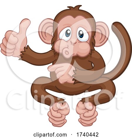 Monkey Cartoon Animal Thumbs up and Pointing by AtStockIllustration