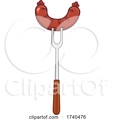 Cartoon Sausage on a BBQ Fork by Hit Toon
