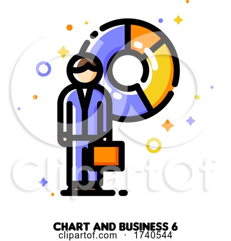 Icon of Businessman with Briefcase on a Background of Chart for Financial Statement or Trade Report Concept by elena