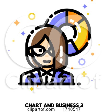 Icon of Businesswoman on a Background of Chart for Financial Strategy and Budget Balance Concept by elena