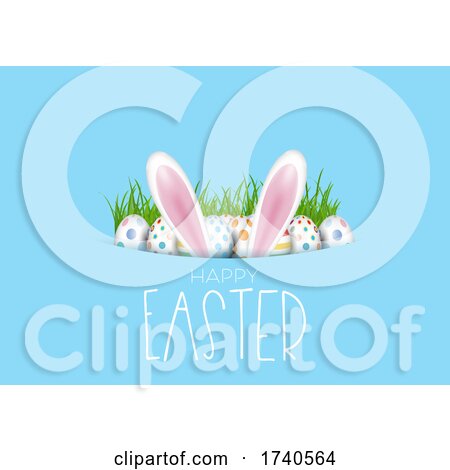 Easter Background with Eggs and Bunny Ears by KJ Pargeter
