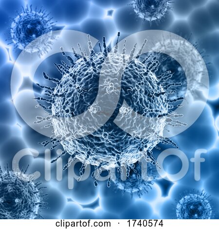 3D Medical Background with Detailed Virus Cells by KJ Pargeter