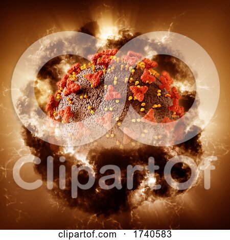 3D Abstract Medical Background with Covid 19 Virus Cell with Storm Effect by KJ Pargeter