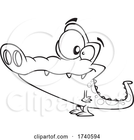 Cartoon Black and White Cute Baby Crocodile by toonaday #1740594