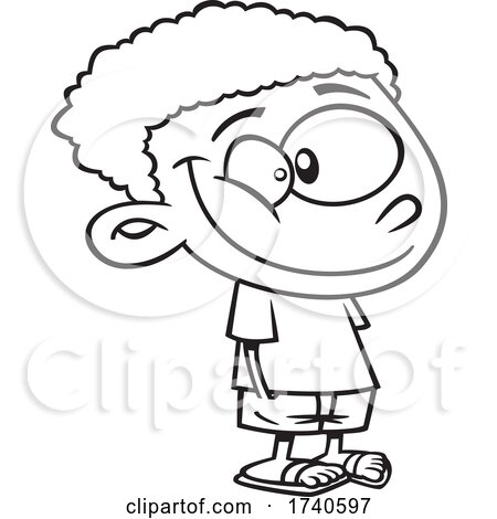 Cartoon Black and White Boy with His Hands in His Pockets by toonaday