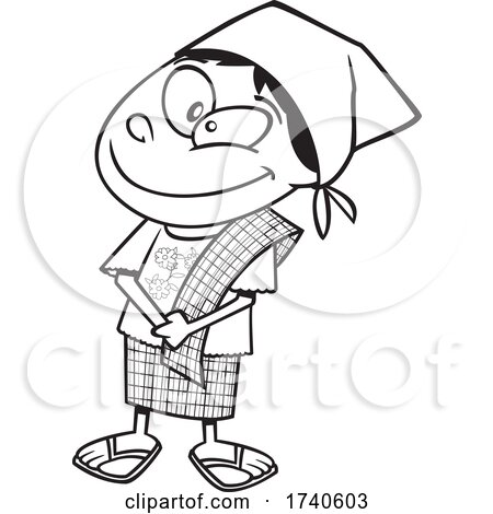 Cartoon Black and White Fillipino Girl by toonaday
