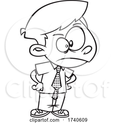 Cartoon Black and White Boy Being Bossy by toonaday