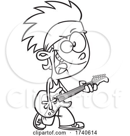 Cartoon Black and White Rock Star Boy by toonaday