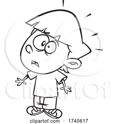 Cartoon Black and White Boy Looking Shocked by toonaday