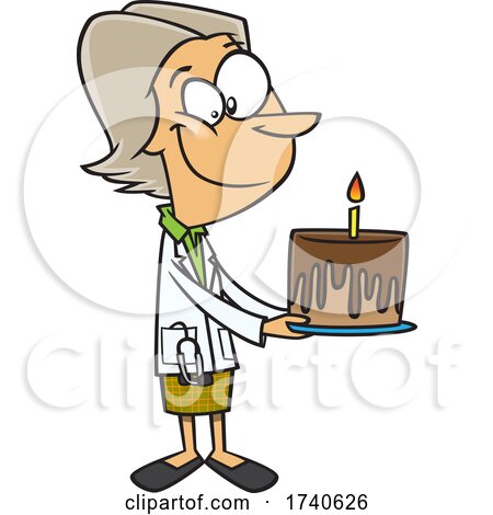 Cartoon Doctor Holding a Birthday Cake by toonaday