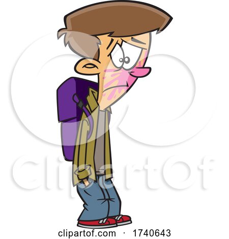 Cartoon Boy with Popped Bubble Gum on His Face by toonaday