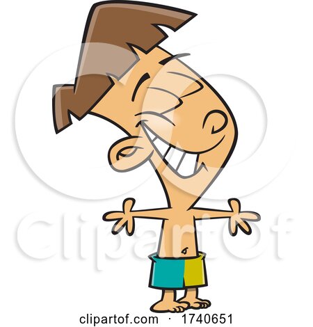 Cartoon Boy Wearing Swim Shorts and Soaking up the Sunshine by toonaday