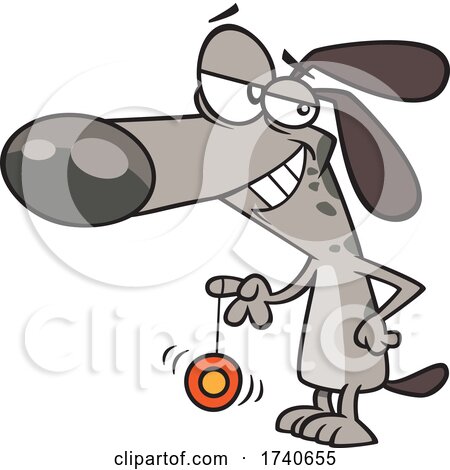 Cartoon Dog Playing with a YoYo by toonaday