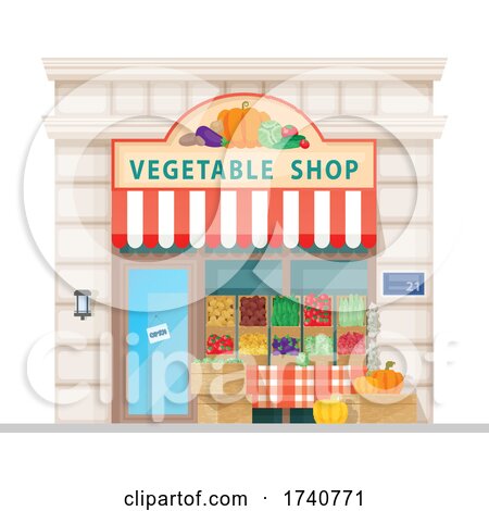 Vegetable Shop Building Storefront by Vector Tradition SM
