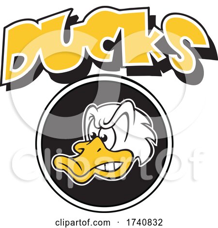 Duck School or Sports Team Masoct Head with Text by Johnny Sajem
