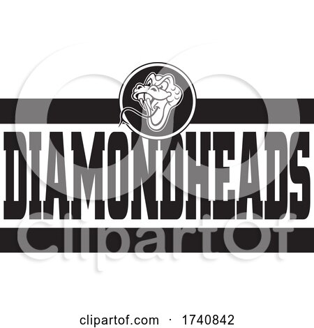 Snake School or Sports Team Masoct Head with DIAMONDHEADS Text by Johnny Sajem