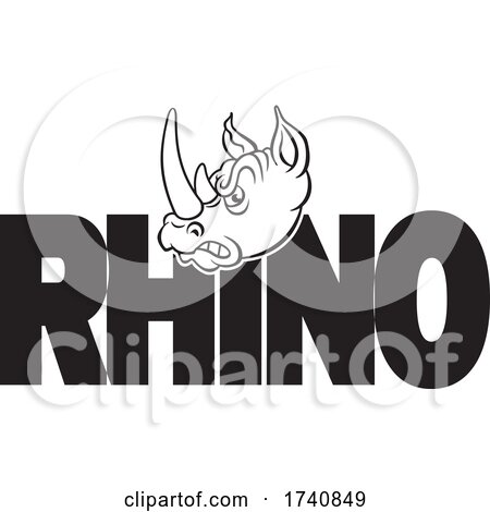 Rhino School or Sports Team Masoct Head over Text by Johnny Sajem