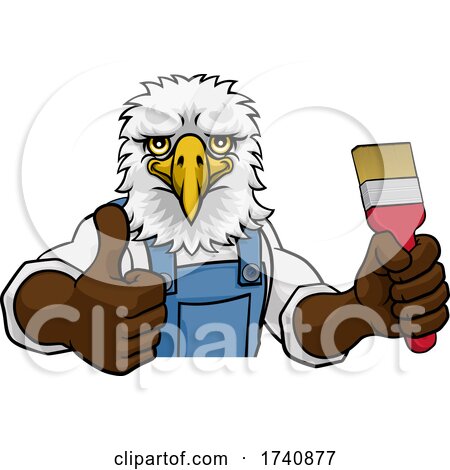 Eagle Painter Decorator Holding Paintbrush by AtStockIllustration