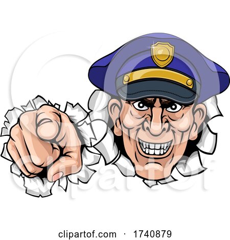 Policeman Mean Police Officer Ponting Cartoon by AtStockIllustration