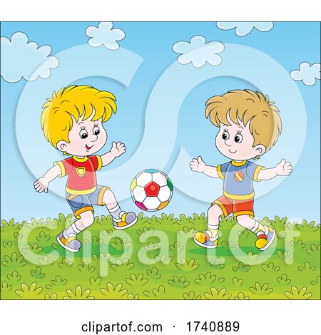 Boys Playing Soccer by Alex Bannykh