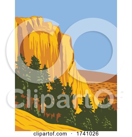 The Sandstone Bluff of El Morro National Monument in Cibola County, New Mexico WPA Poster Art by patrimonio