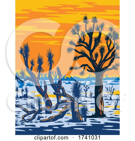 Arizona Joshua Tree Forest Found near the West End of the Grand Canyon East of the Lake Mead National Recreation Area WPA Poster Art by patrimonio