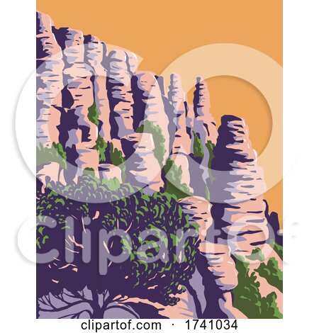 The Hoodoos and Balancing Rocks Chiricahua National Monument in the Chiricahua Mountains of Southeastern Arizona WPA Poster Art by patrimonio