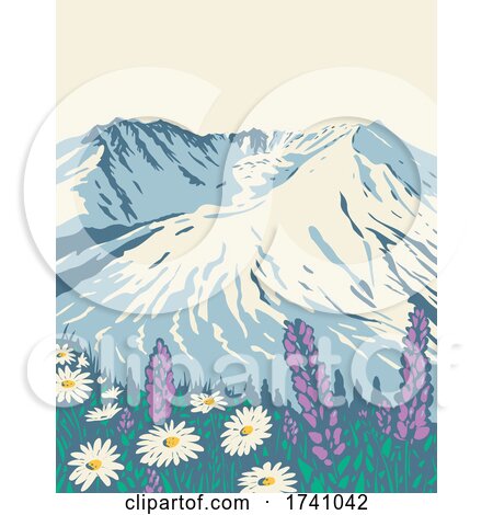 The Mount St Helens National Volcanic Monument Within Gifford Pinchot National Forest in Washington State WPA Poster Art by patrimonio