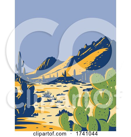 Prickly Pear Cactus or Opuntia Growing in Ironwood Forest National Monument Located in the Sonoran Desert of Arizona WPA Poster Art by patrimonio