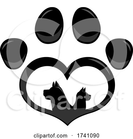 Heart Shaped Paw Print with a Dog Inside by Hit Toon