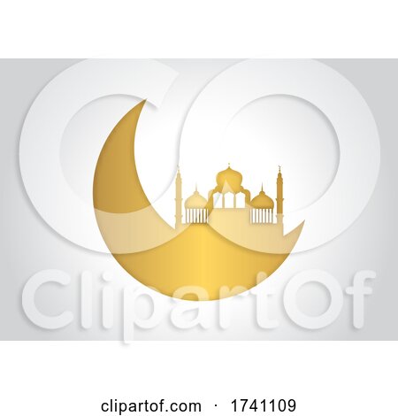 Decorative Ramadan Kareem Background in Gold and White by KJ Pargeter
