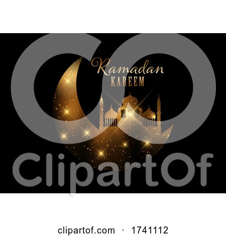 Elegant Ramadan Kareem Background with Gold Lights and Stars by KJ Pargeter