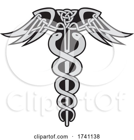 Caduceus with Two Snakes a Celtic Knot Rod and Wings by Any Vector