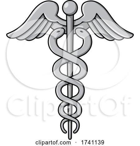 Caduceus with Two Snakes the Rod and Wings by Any Vector