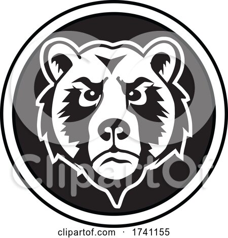 Black and White Bear Mascot Head in a Circle by Johnny Sajem