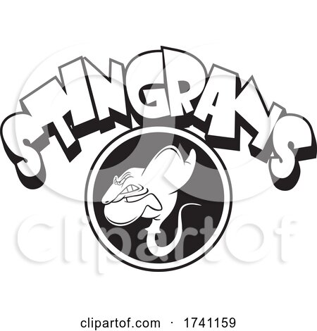 Black and White Stingrays School Mascot with Text by Johnny Sajem