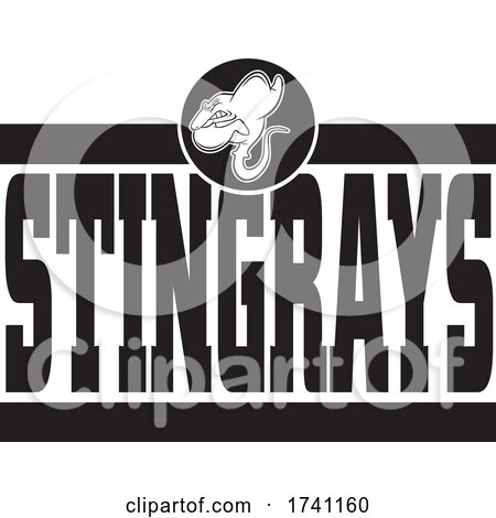 Black and White Stingrays School Mascot over Text by Johnny Sajem
